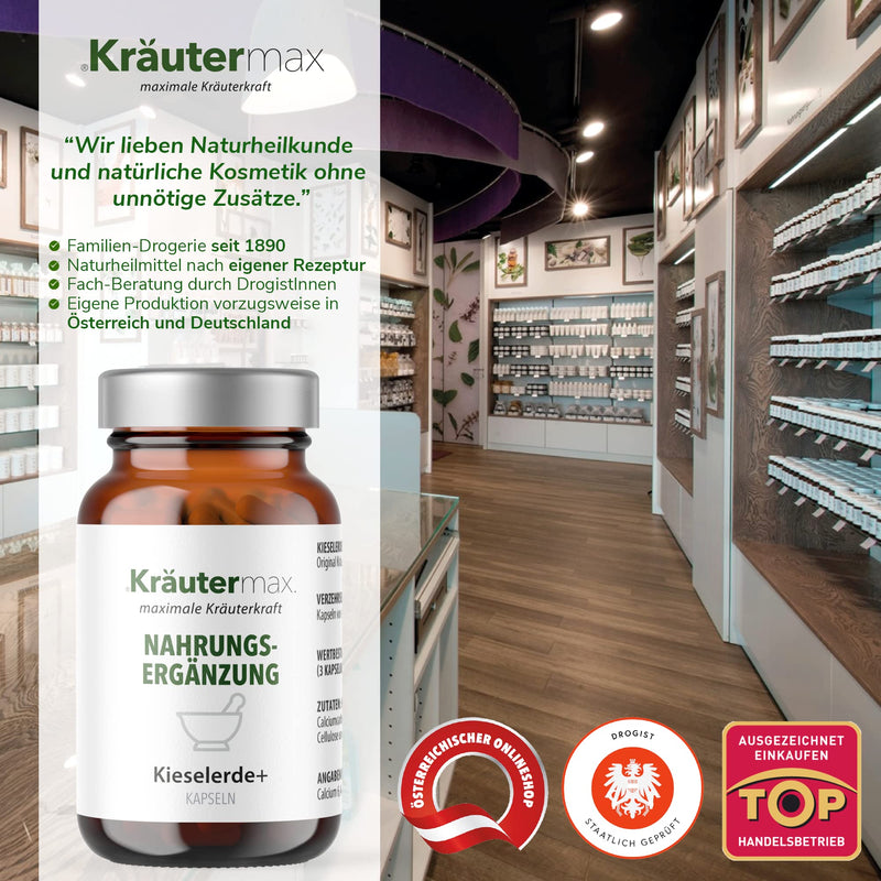 NEW! Kräutermax silica capsules, high dosage Pure silica capsules with silica powder | High-dose silica and vegan according to Kräutermax manner | Silica Plus | 1 x 90 pieces - NewNest Australia