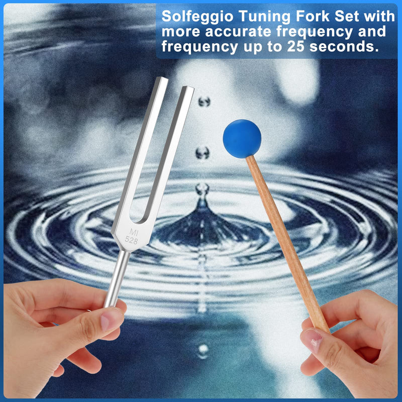 Dreld 9-Piece Solfeggio Tuning Fork Set With Silicone Hammer & Bag, 174/285/396/417/528/639/741/852/963 Hz Tuning Forks For Dna Repair, Healing, Sound Therapy, Aluminum Medical Tuning Fork Solfeggio Tuning Forks Set Of 9 Silver2 - NewNest Australia