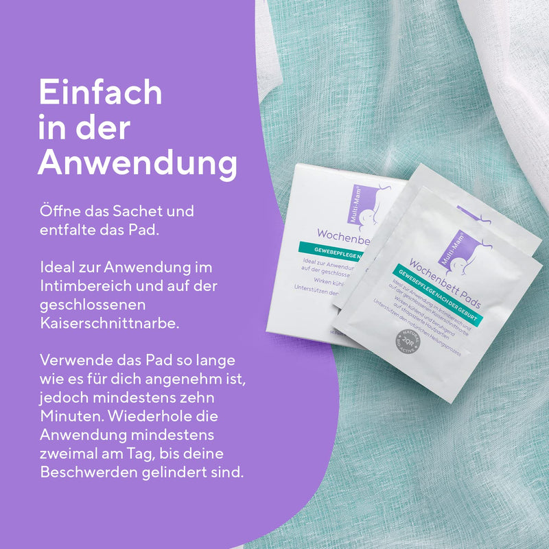 Multi-Mam postpartum pads - tissue care after birth for the intimate area and caesarean section scars - intimate care women's moist gel pads for cooling and relief, without fragrances or hormones - pack of 14 - NewNest Australia