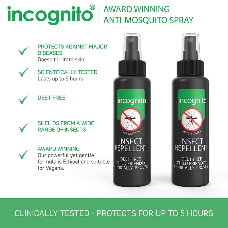 incognito mosquito repellent spray 100 ml | (Twin pack x2)| Maximum effect, natural, without DEET | Effectively protects against mosquitoes and other biting insects Mosquito spray for adults and children - NewNest Australia