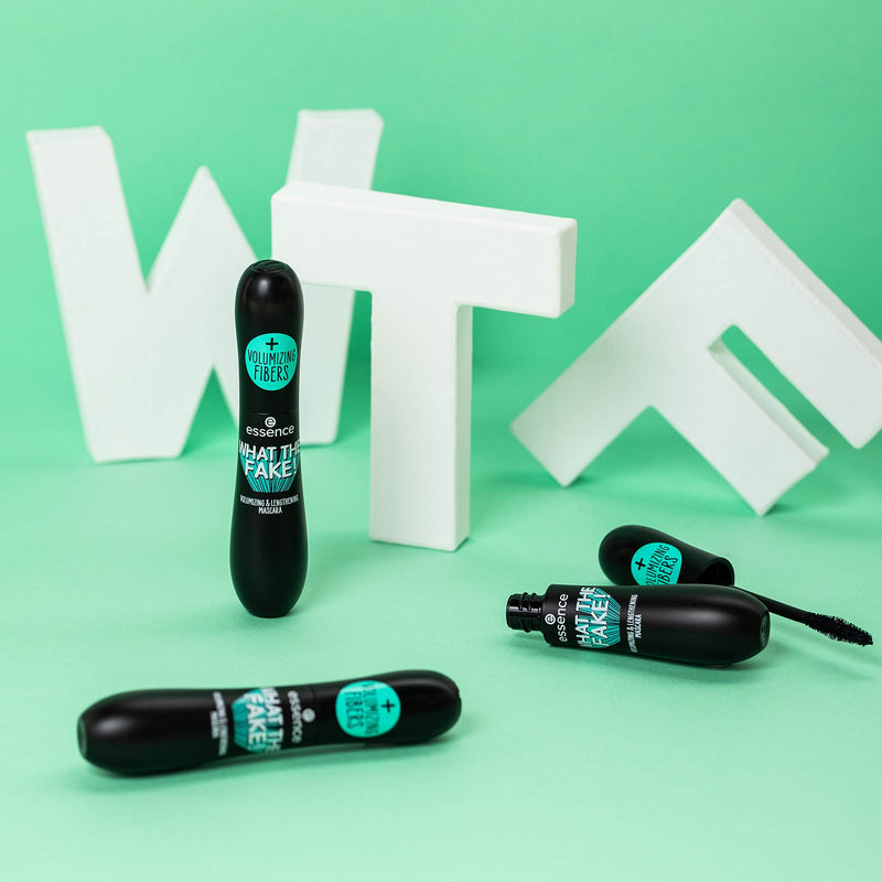 essence What the Fake! Volumising & Lengthening Mascara, With Volumising Fibres, No. 01 Black, Extended, Colour-Intense, No Perfume, Oil-Free, Alcohol-Free (16 ml) - NewNest Australia