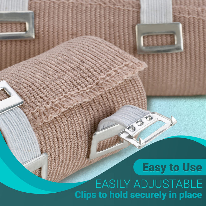 Elastic Compression Bandage - Premium Quality (Set Of 4) With Hooks, Sports Band Rollers For Ankle Wrist Bandages Measurements (2) - 4" X 5Ft (2) - 3" X 5Ft (5Ft) - NewNest Australia
