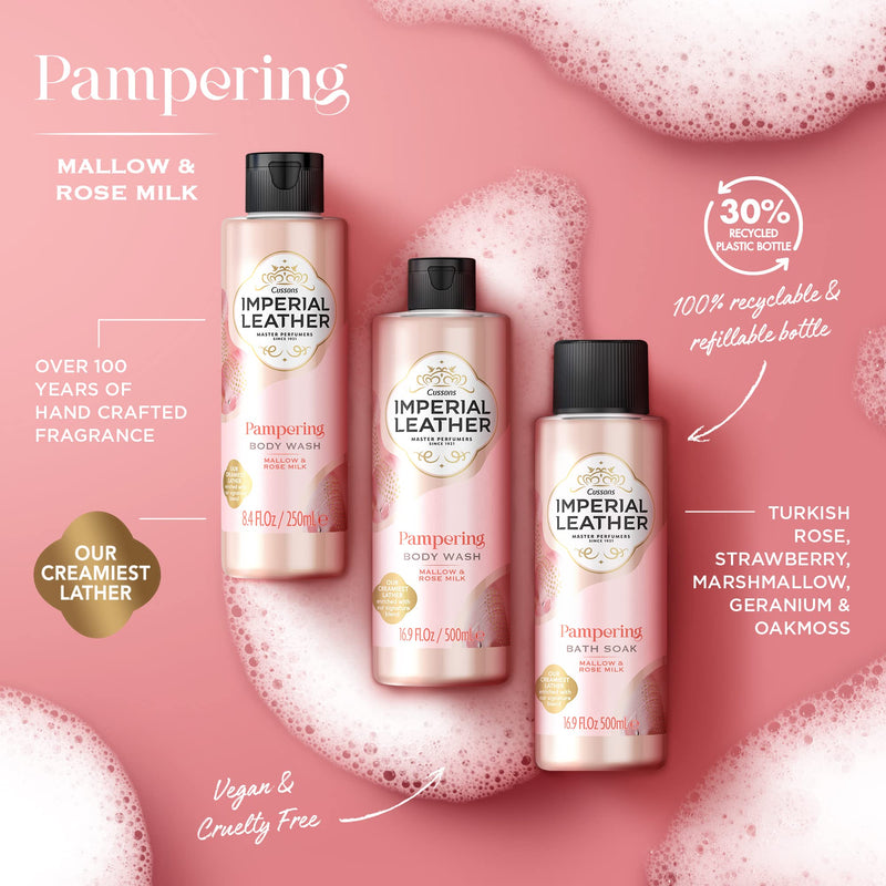 Imperial Leather Pampering Bath Soak - Rich & Creamy Bubble Bath with Mallow & Rose Milk Fragrance - Gentle Skin Care Bulk Buy (4 X 500ml), White Mallow and Rose Milk - NewNest Australia