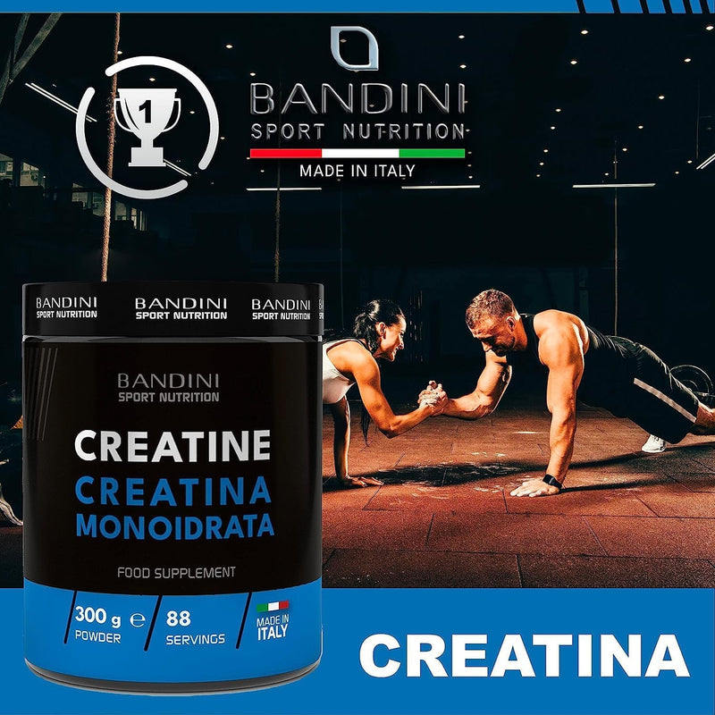 Bandini Creatine Monohydrate Mercury-Free Powder 300 G Pure - High Dose Creatine - Supplement For Training, Sports, Gym And Pre-Workout - Creatine Without Additives - 100% Vegan - Supply For 88 Days - NewNest Australia