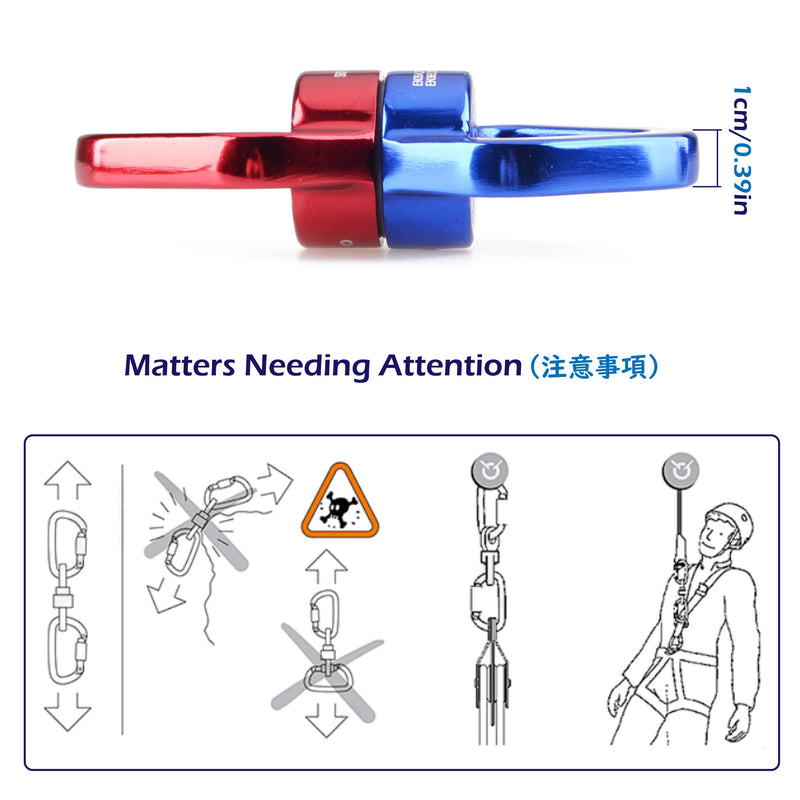 Azarxis 30KN Tree Swing Swivel Spinner, Safest Rotational Climbing Rope Devices Hanging Hook Accessory for Children’s Web Tree Swing Setting, Aerial Silks Dance Red + Blue - NewNest Australia