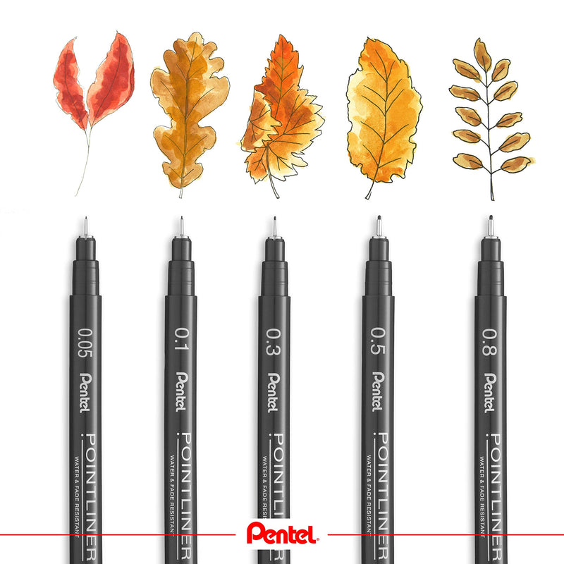Pentel Arts Pointliner Drawing Pen, 0.05mm, Black Ink, Box of 12 Pens (S20P-05A) - NewNest Australia