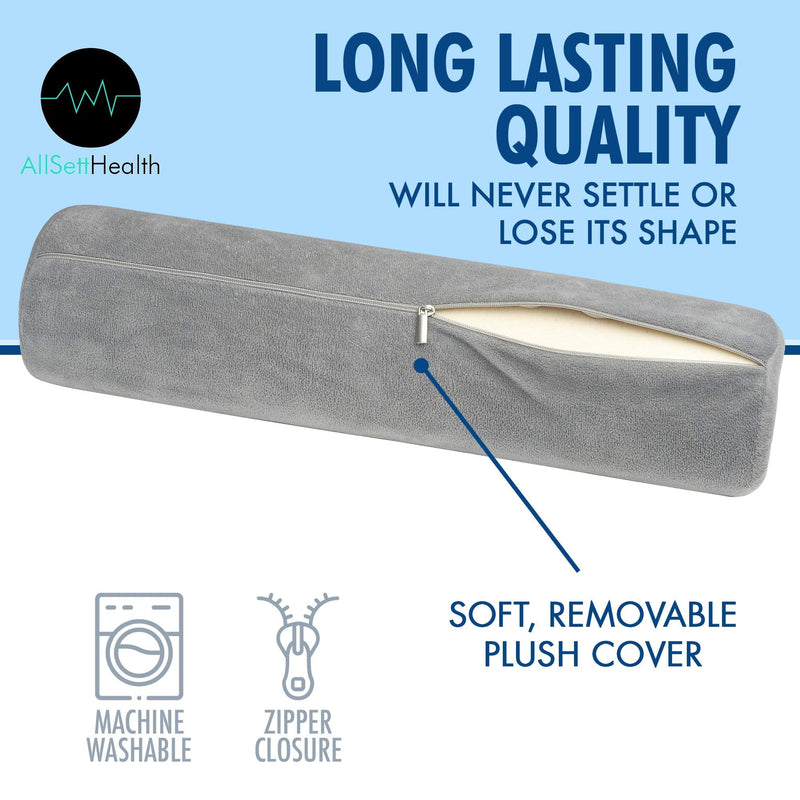 Cervical Neck Roll Memory Foam Pillow, Bolster Pillow, Round Neck Pillows Support for Sleeping | Bolster Pillow for Bed, Legs, Back and Yoga Grey - NewNest Australia