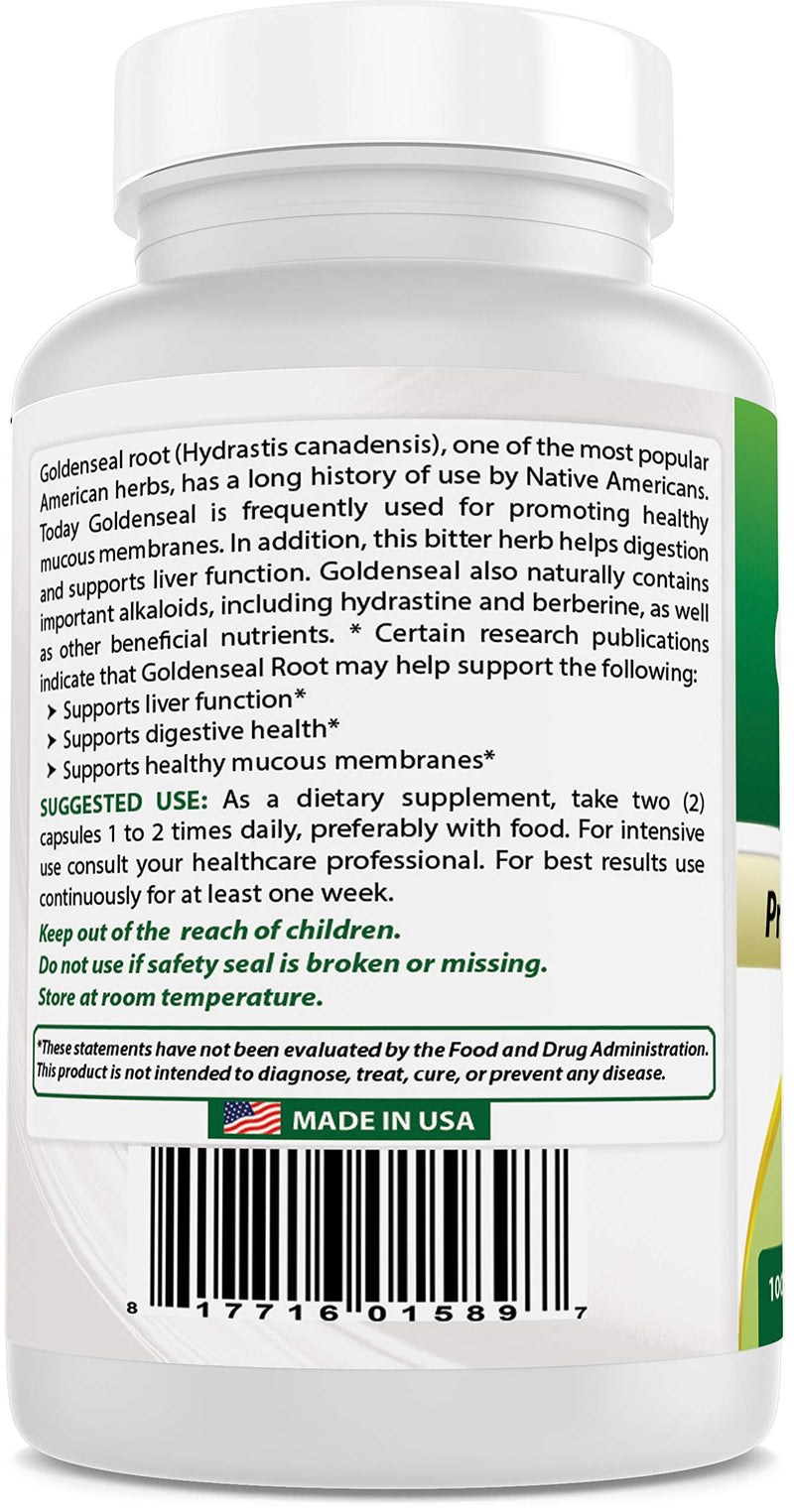 Best Naturals Goldenseal Root 570 mg (Non-GMO) 100 Capsules 100 Count (Pack of 1) - NewNest Australia