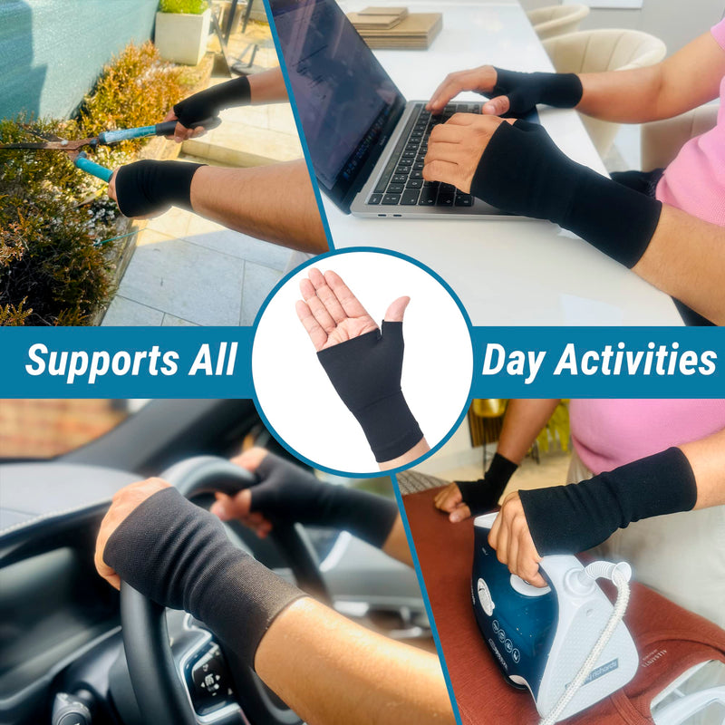 360 RELIEF Wrist and Thumb Support - for Arthritis | Joint Pain, Sprain, Sports, Hand Instability, Improve Circulation | for Men and Women | 1 Pair - 2 PCS, Medium, Black with Mesh Laundry Bag | M - NewNest Australia
