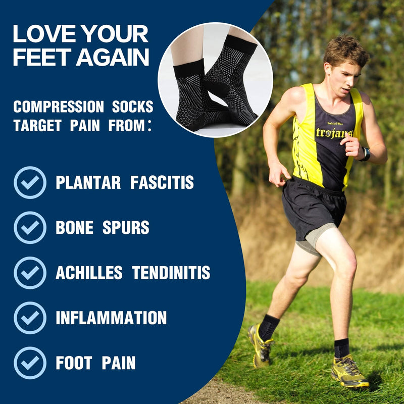 4 Pairs Neuropathy Socks Plantar Fasciitis Socks Compression Socks for Women & Men Ankle Support Brace for Sprained Ankle Breathable Anti-Slip Soothe Socks for Pain Relief M White - NewNest Australia