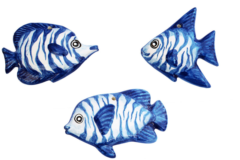 NewNest Australia - Cactus Canyon Ceramics Spanish 3-Piece Fish Wall Hanger Set, Dory Blue 
