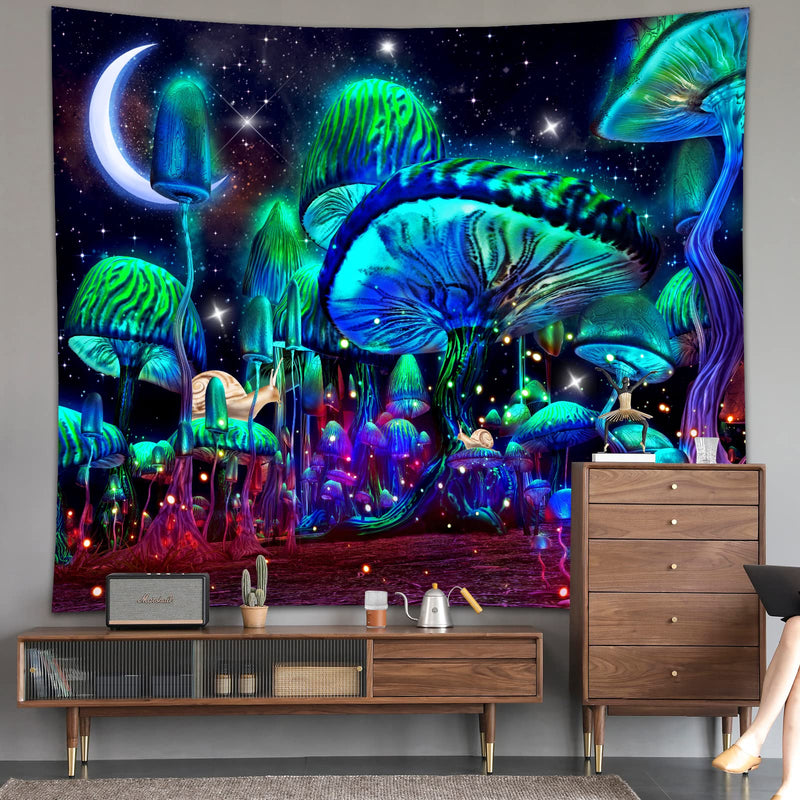Mushroom Tapestry Snails Trippy Mushroom Tapestry Fantasy Decor Moon and Stars Tapestry Mushroom Room Decor Wall Tapestries for Bedroom (51.2?L × 59.1?W) - NewNest Australia