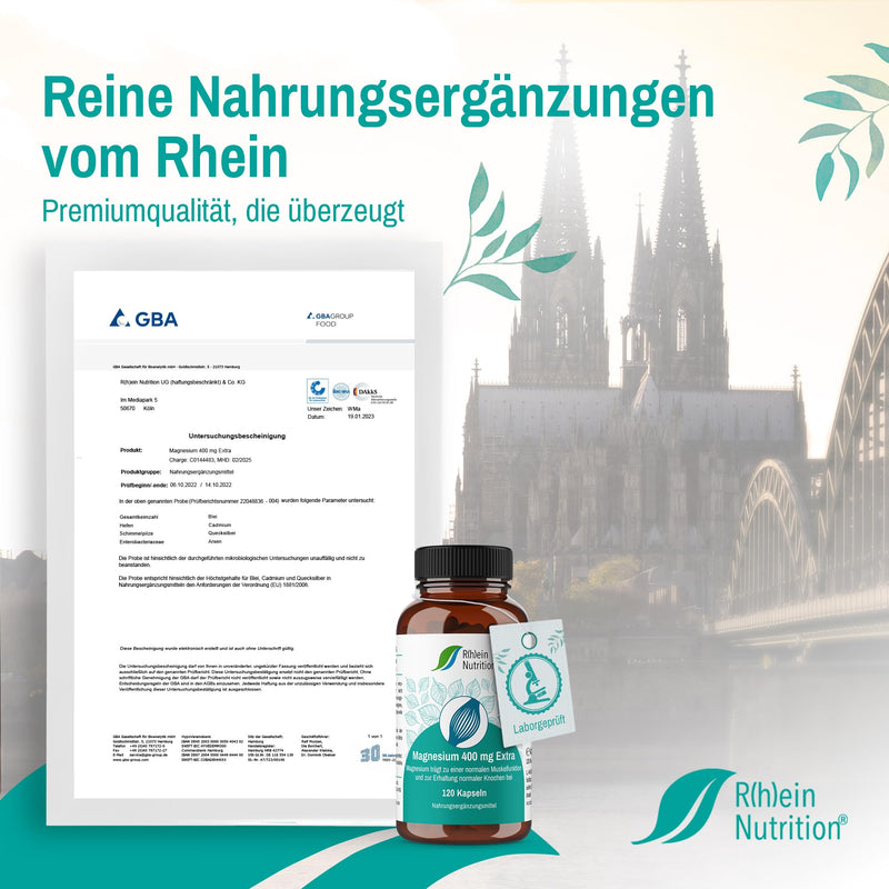 R(H) A Nutrition - Magnesium 400 Mg Extra Capsules High Dose - Dietary Supplement For Muscles, Bones & More - 100% Vegan & No Additives Made In Germany (120 Capsules) - NewNest Australia