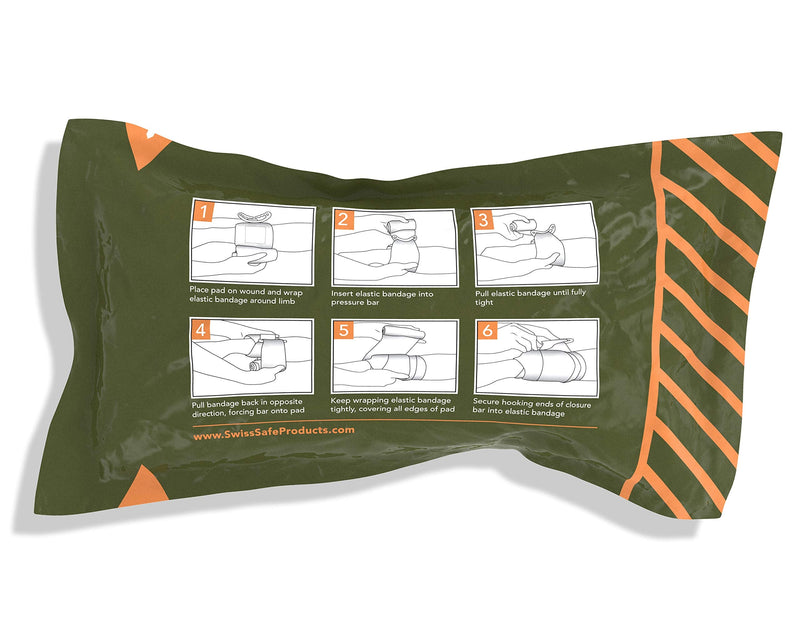 Swiss Safe Israeli Sterile Compression Bandage, for Emergency Wound Dressing, First Aid and Trauma Kit, 6 inch, 1 Pack - NewNest Australia