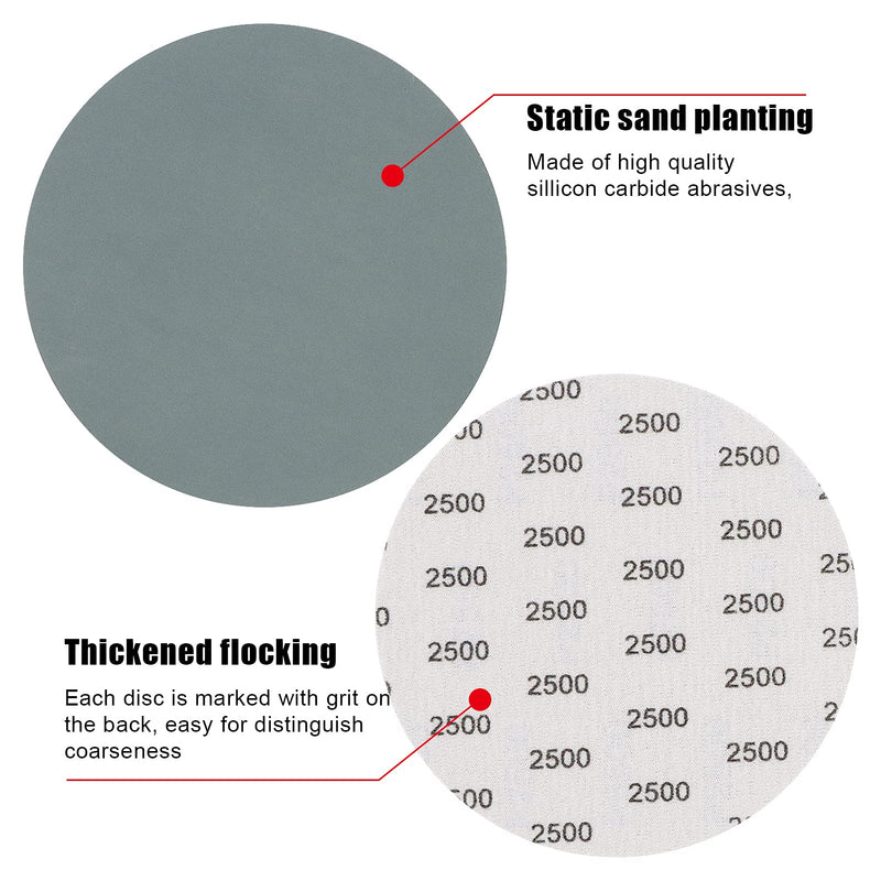 VIBRATITE 6 Inch Sanding Discs-30 Packs Hook & Loop Wet Dry Sandpaper 2500 Grit Random Orbital Sander for Automotive Wood Metal Plastic Sanding Polishing - NewNest Australia