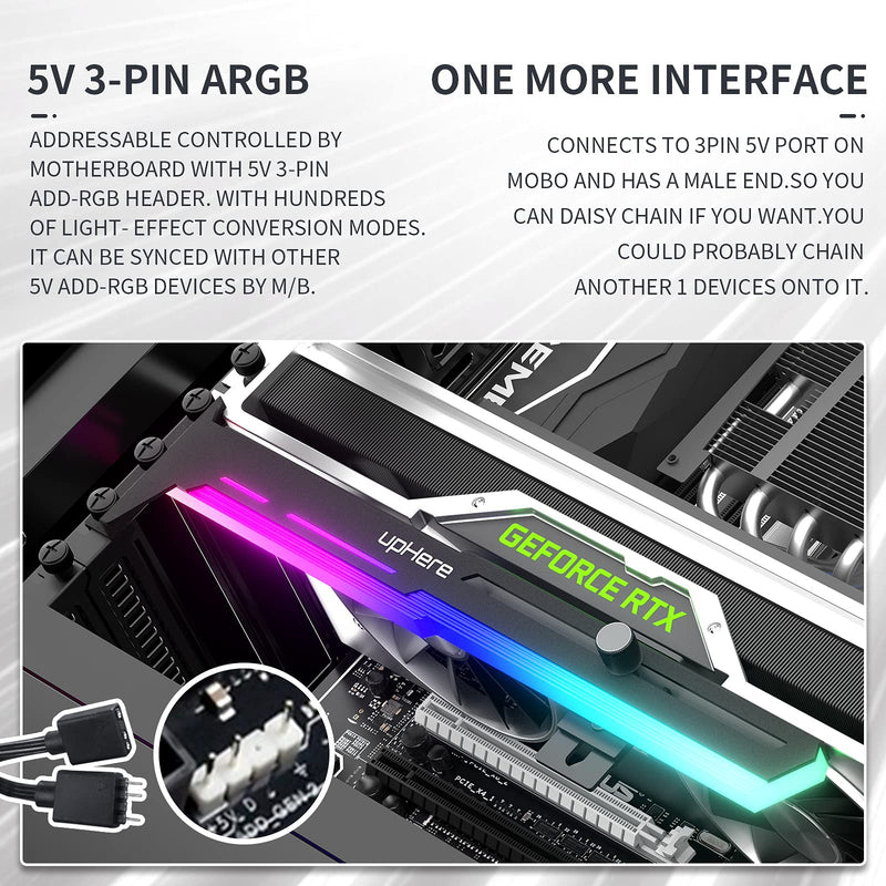upHere,upHere RGB LED Graphics Card GPU Brace Support Video Card Tendon Holder / Holster Holder, GPU Holder, Single Plug-in Cards, G276ARGB - NewNest Australia