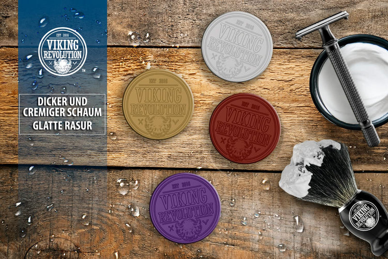 Viking Revolution shaving soap for men - shaving soap for use with shaving brush & bowl for a gentle wet shave, shaving soap, shaving soap set - pack of 4, 70 g each - NewNest Australia