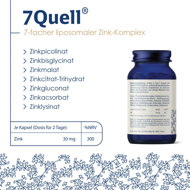 Dr. Wunder Liposomal Zinc 30 Mg: 60 Vegan Hard Capsules | Stomach-Friendly Zinc In Real Liposomal Form | 30 Mg Elemental Zinc | 7Quell ‚ Highly Effective Complex Of 7 Selected Zinc Sources - NewNest Australia