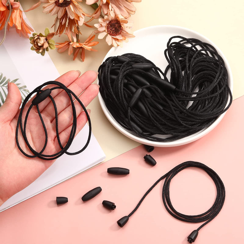 30 Sets Replacement Necklace Cords with Breakaway Clasps Necklace Cord DIY Necklace Cord Nylon Lanyard Cord and Plastic Clasp Buckle Breakaway Safety Clasp for Pendant Necklace (Black) Black - NewNest Australia