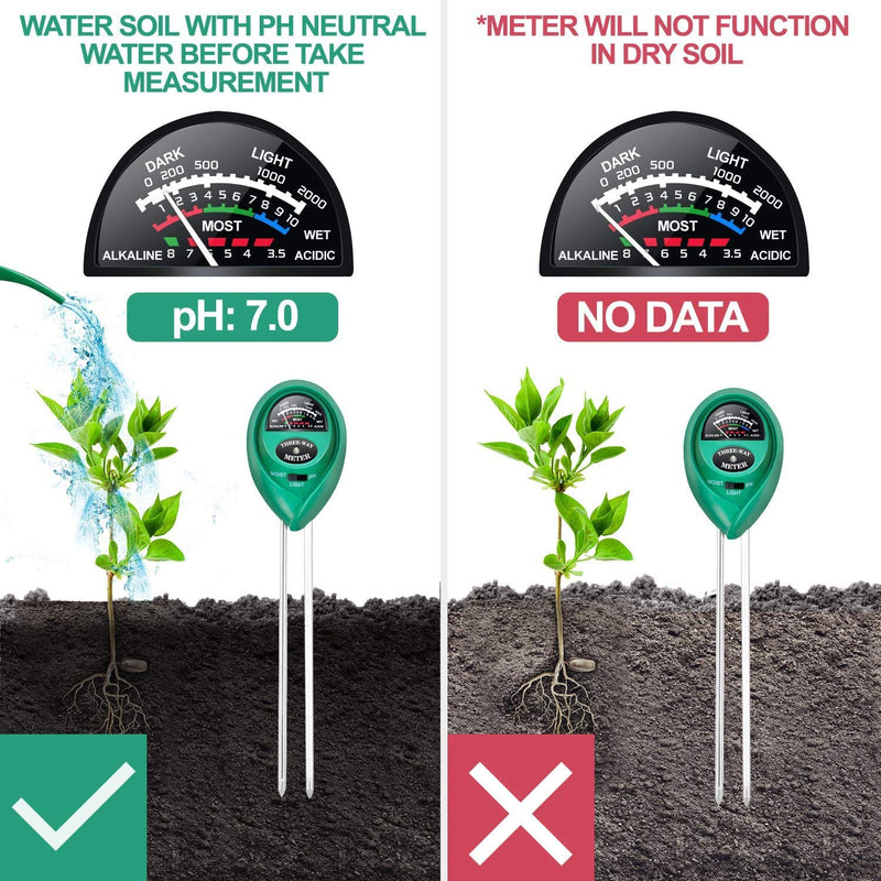 iPower Soil pH Meter, 3-in-1 Tester Kit for Moisture, Light & pH for Home and Garden, Lawn, Farm, Plants, Herbs Tools, Indoor/Outdoor Plant Care Round Soil Tester - NewNest Australia