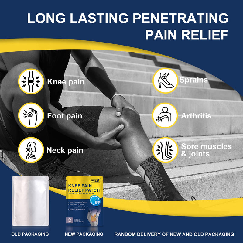 WILD+ Knee Pain Relief Patch, Large 12PCS Max Strength Knee Patches Pain Relief Plaster Heat Patches, Arthritis Back Pain Relief Pads Pain Relieving for Neck/ Knee/Back/Muscle/Joint Pain - NewNest Australia