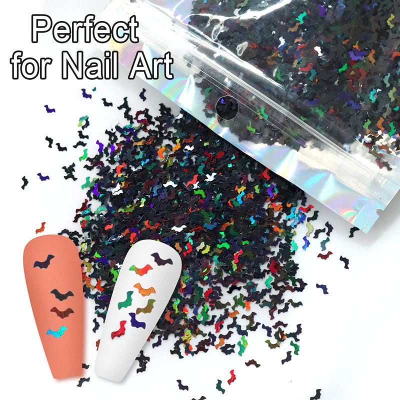 Renfio 1.75 Oz 50g Holographic Bat Confetti Glitter Bats Shape Shiny Sequin Glitters Resin Sparkle Chunky Sequins for DIY Mold Art Nail Halloween Party Supplies Holiday Decoration - Laser Black Bat-Laser Black - NewNest Australia