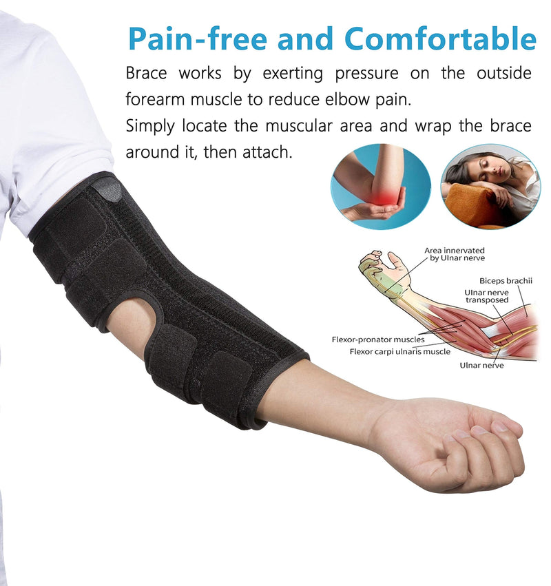 Elbow Brace Support Splint for Cubital Tunnel Syndrome and Arthritis Pain Relief , Adjustable Angle Stabilizer Brace ,Prevent Excessive Bending at night,Fits left and right Arms for Woman and Man- L Large - NewNest Australia
