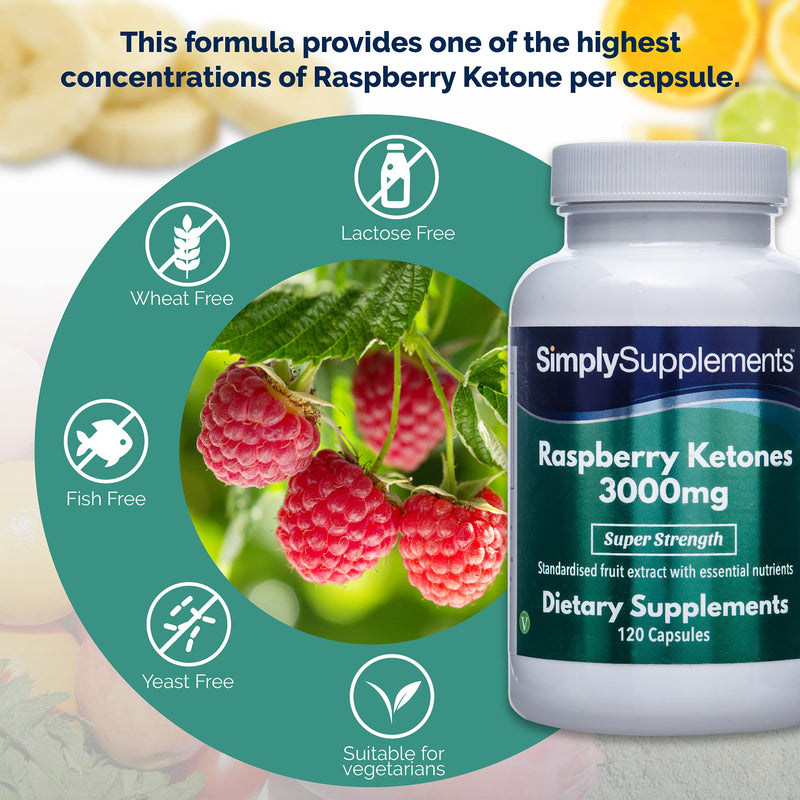 Raspberry Ketones 3000mg - 120 capsules - suitable for vegans - supply for 4 months - SimplySupplements - NewNest Australia
