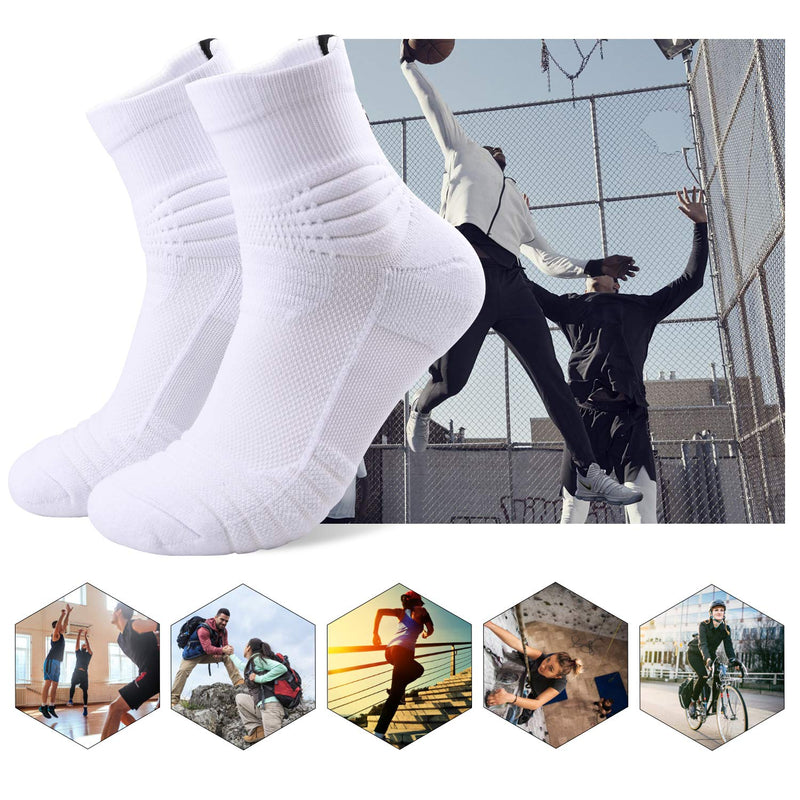 Elite Basketball Socks, Cushioned Athletic Sports Crew Socks for Men Boy Women Girl 3 Pairs White-zt-a - NewNest Australia