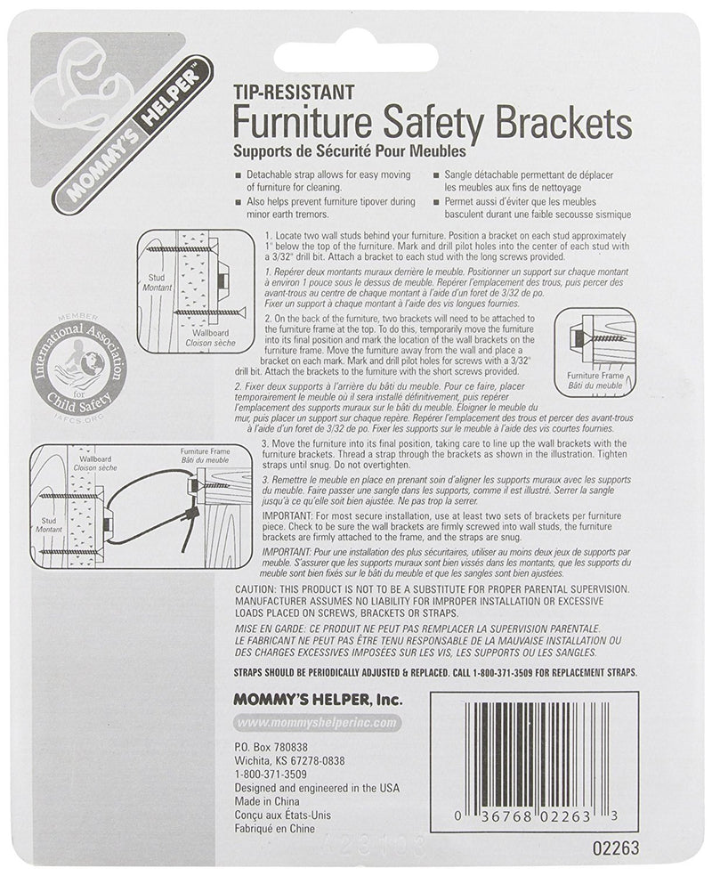 Mommy's Helper - Tip Resistant Furniture Safety Brackets, 3 Pack - NewNest Australia