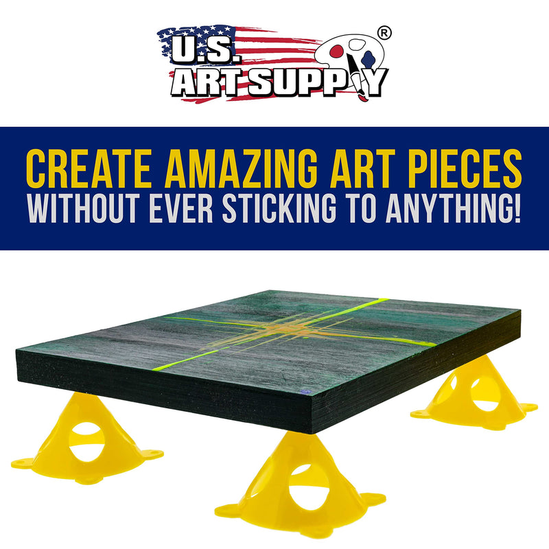 U.S. Art Supply Yellow Cone Canvas and Cabinet Door Risers - Acrylic and Epoxy Pouring Paint Canvas Support Stands (Pack of 20) Great to get your Canvas or Cabinet Doors elevated for a clean paint job 1 - NewNest Australia