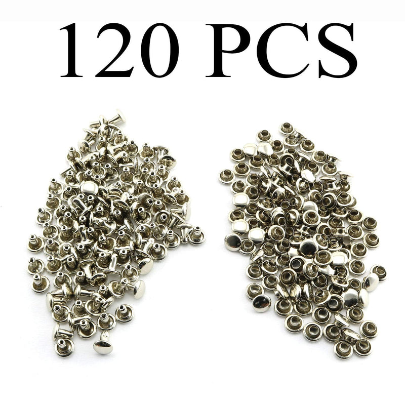 120pcs 6x6mm Silver Double Cap Rapid Rivets Round Head Decorative Rivets DIY Leather Craft Studs 1/4 inch - NewNest Australia