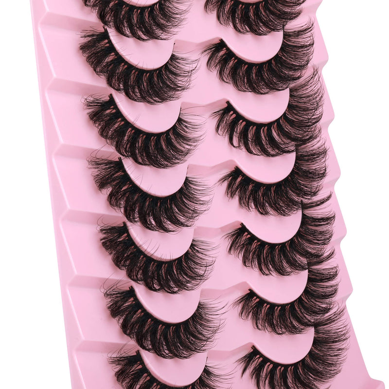 JIMIRE Faux Mink Lashes Wispy Fluffy Cat Eye 6D Volume Russian Strip D Curl False Eyelashes Thick Crossed Soft Curly Fake Lashes 7 Pairs Pack 7 Pairs Cat Eye - NewNest Australia