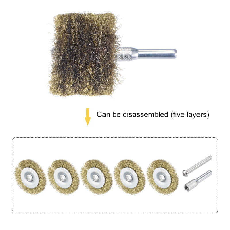 uxcell Wire Wheel Brush, 2" x 1.34" Stainless Steel Brass Plated Coarse Crimped Wire 0.007" (0.175mm) Wire Dia with 1/4" (6mm) Shank for Cleaning Rust Stripping Abrasive, 2pcs - NewNest Australia