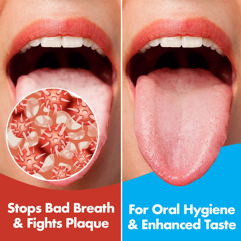 Tongue Scraper - Stainless Steel Tongue Cleaner Brush for Help Getting Rid of Bad Breath and Bacteria | Food Scraper to Keep Your Mouth & Teeth Healthy and Clean - Essential Dental Hygiene Kit - NewNest Australia
