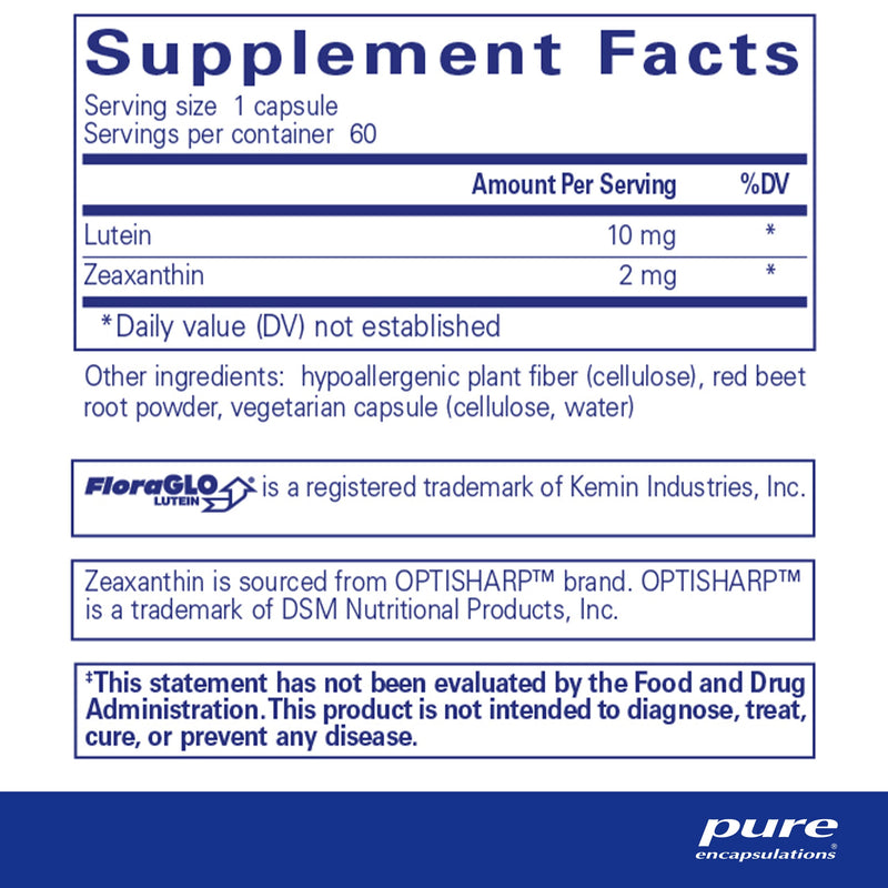 Pure Encapsulations Lutein/Zeaxanthin | Supplement to Support Overall Vision Function and The Macula* | 60 Capsules 60 Count (Pack of 1) - NewNest Australia