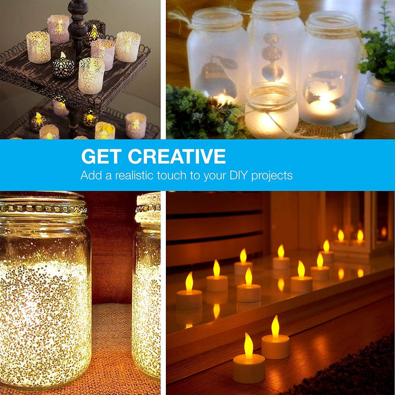 YIWER Tea Lights LED Tea Light Candles 100 Hours Pack of 50 Realistic Flickering Bulb Battery Operated Tea Lights for Seasonal Festival Celebration Electric Fake Candle in Warm Yellow - NewNest Australia