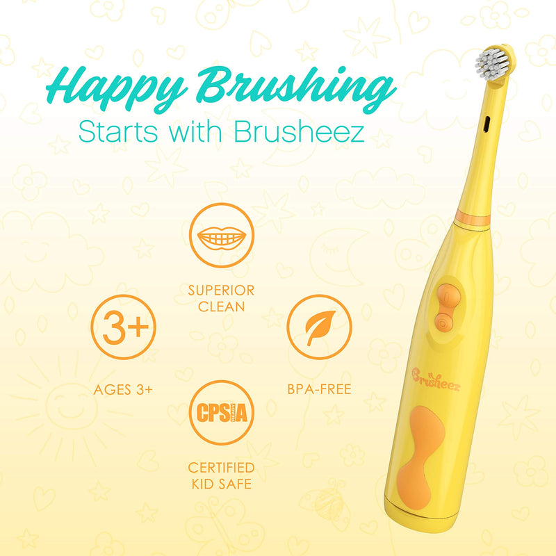 Brusheez® Kids Electric Toothbrush Set (Safari Edition) - Battery Operated, Soft Bristles, Easy On/Off, 2 Brush Heads, Animal Cover, Sand Timer, Rinse Cup, and Base - Ages 3+ (Jovie The Giraffe) Jovie - NewNest Australia