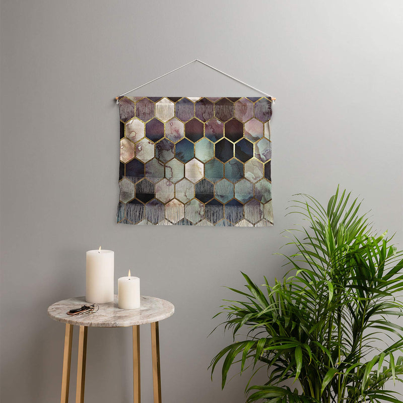 NewNest Australia - Society6 Monika Strigel Rugged Marble Hexagon Fiber Wall Hanging, 22" x 16", Multi 