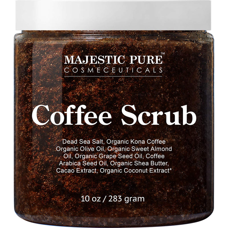 MAJESTIC PURE Arabica Coffee Scrub - All Natural Body Scrub for Skin Care, Stretch Marks, Acne & Cellulite, Reduce the Look of Spider Veins, Eczema, Age Spots & Varicose Veins - 10 Ounces - NewNest Australia