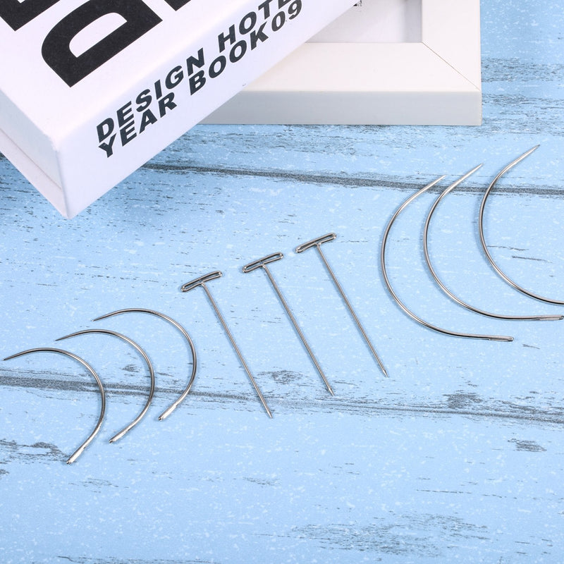 70 Pieces Wig Making Pins Needles Set, Wig T Pins and C Curved Needles Hair Weave Needles for Wig Making, Blocking Knitting, Modelling and Crafts - NewNest Australia