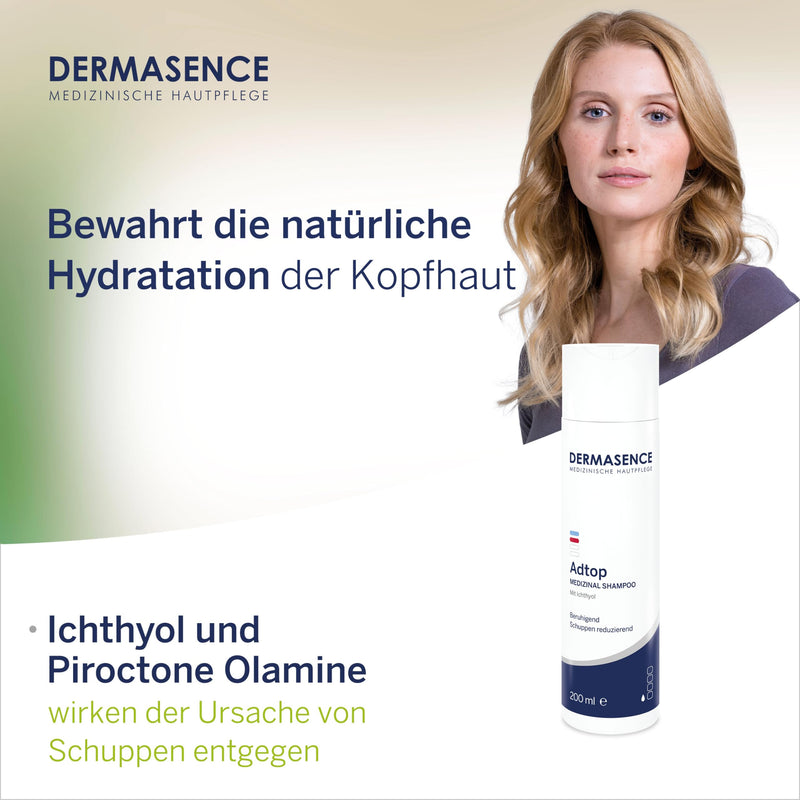 DERMASENCE Adtop Medicinal Shampoo, 200 ml - Gentle cleansing for dry and dandruff-prone scalp - preserves the moisture content of the skin - with anti-dandruff active ingredient - NewNest Australia