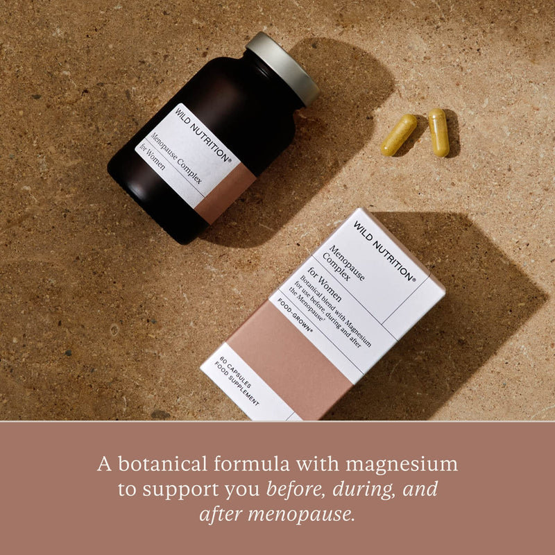 WILD NUTRITION Menopause Complex | Menopause Supplements to Support Hormonal Balance for Women | Magnesium, Ashwagandha, and Turmeric to Promote Healthy Bones, Muscles, and Joints | 60 Capsules - NewNest Australia