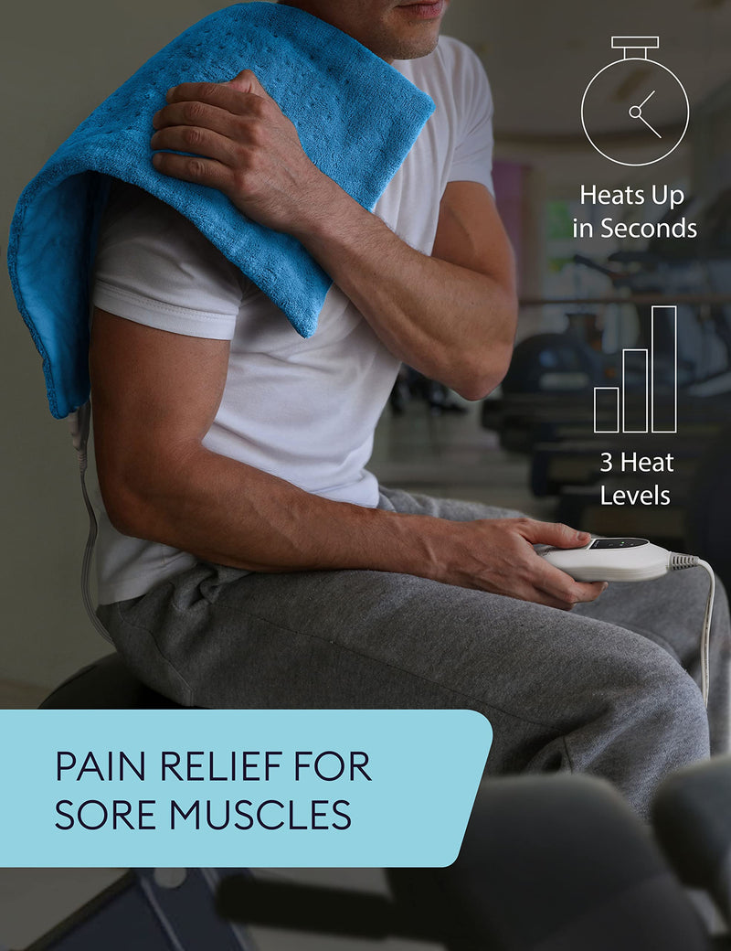 GENIANI Extra Large Electric Heating Pad for Back Pain and Cramps Relief - Auto Shut Off - Soft Heat Pad for Moist & Dry Therapy - Heat Patch (Aqua Blue) Xl Aqua Blue - NewNest Australia