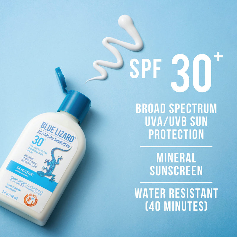 Blue Lizard Sensitive Suncream SPF 30+ (5 fl oz, 148 ml) - NewNest Australia