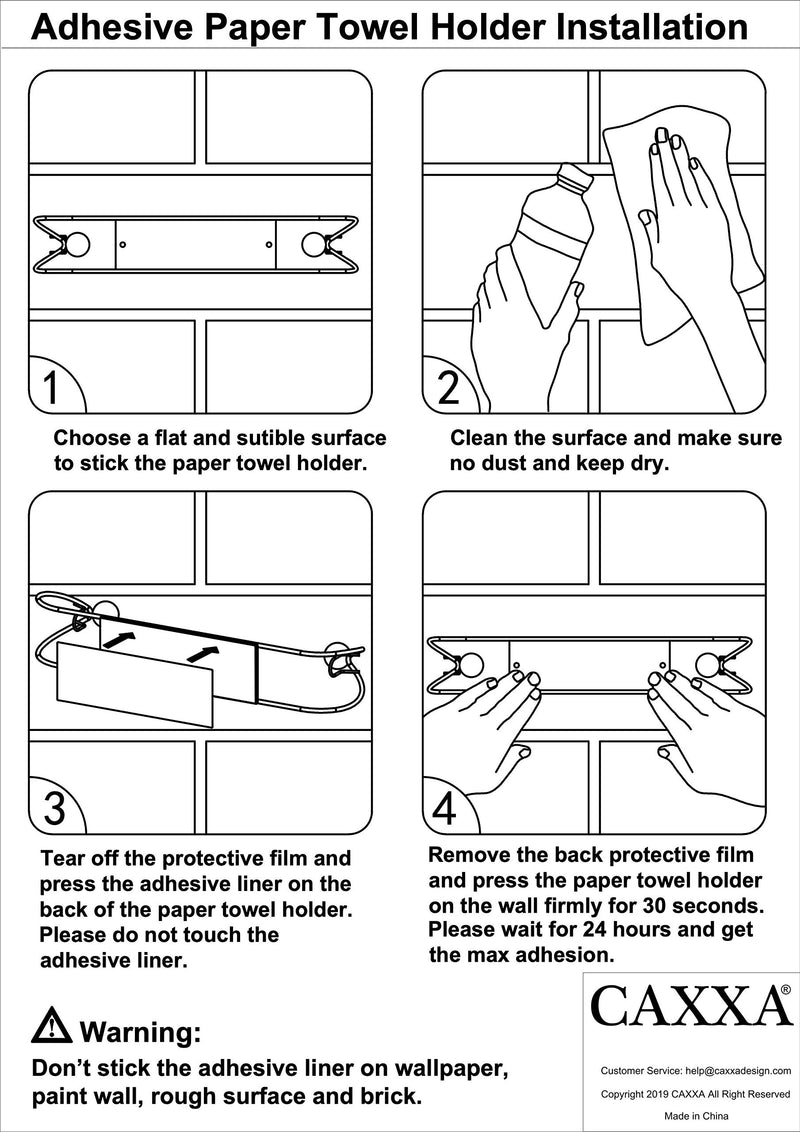 CAXXA Adhesive Under Cabinet Paper Towel Holder Dispenser with Screws for Kitchen Utility Room Laundry Pantry Chrome(1 Pack) 1 Pack - NewNest Australia