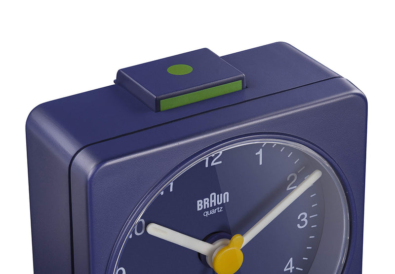NewNest Australia - Braun Classic Travel Analogue Alarm Clock, Compact Size, Quiet Quartz Movement, Crescendo Beep Alarm in Blue, Model BC02BL. 