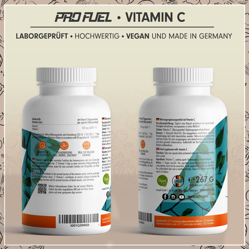 Vitamin C High Dose - 365 Vitamin C Capsules - 500 Mg Vitamin C Buffered - High-Quality Calcium Ascorbate Optimal High Dose - No Unwanted Additives - Laboratory Tested With Certificate - 100% Vegan - NewNest Australia