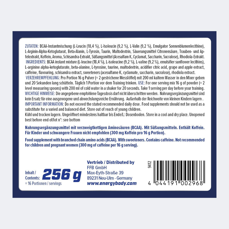 Energybody No Regrets Preworkout Booster 256 G For Strength Training, Endurance Or Gaming / Strong Caffeine Booster With Bcaa Arginine, Beta-Alanine, Taurine - Purple Orange Flavor - 18 Servings - NewNest Australia