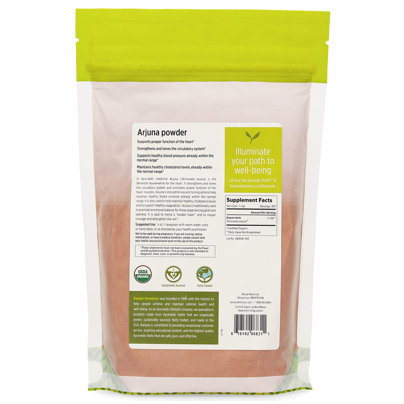 Banyan Botanicals Arjuna Powder - USDA Certified Organic - Terminalia arjuna - Ayurvedic Bark Powder for a Healthy Heart* - 1 Pound 1 Pound (Pack of 1) - NewNest Australia